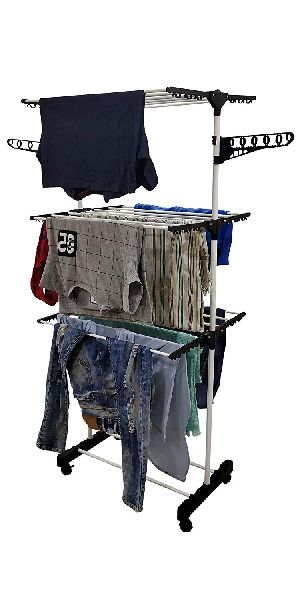 Single Pole 3 Tier Cloth Drying Stand (Black)