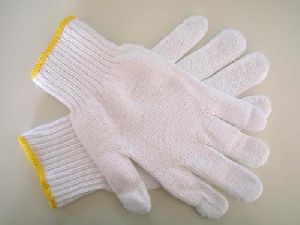 White Cotton Knitted Gloves