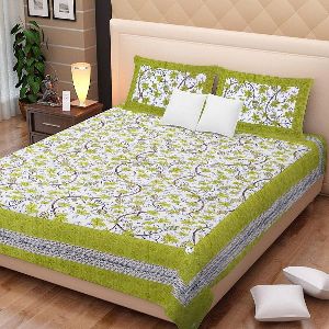 Green Colour Cartoon PrintsBedsheetcotton bedsheetjaipuri bedsheet