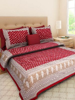 Maroon Colour Abstract PrintsBedsheetcotton bedsheetjaipuri bedsheet