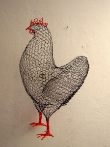 Decorative Iron Hen Sculpture