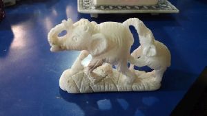 Marble Elephant Family Staute