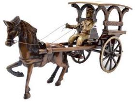 Brass Horse Cart Statue