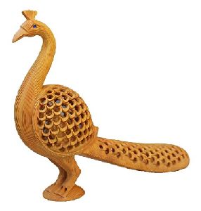 Wooden Peacock Statue