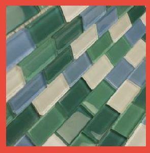 Green Mix Glass Mosaic Brick Tile