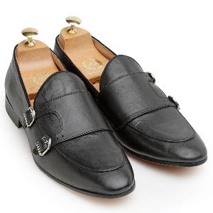 Genuine Leather Monk Black Shoes