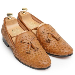 Tassel Tan Woven Moccasins