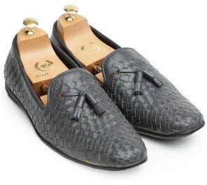 Tassel Grey Woven Moccasins