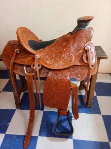 FULL LEATHER TOOLED WADE SADDLE