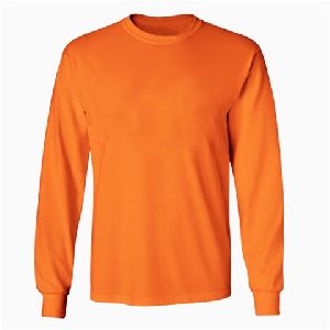 Orange Basic Round Neck Full Sleeve T-shirt
