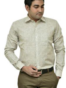 MENS BEIGE LINEN SHIRT