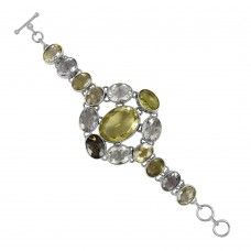 Crystal Gemstone Sterling Silver Bracelet