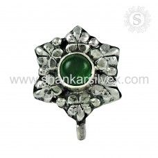 Green Onyx Gemstone Sterling Silver Nose Pin Handmade Jewelry