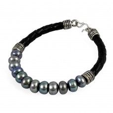 Silver Leather Bracelet