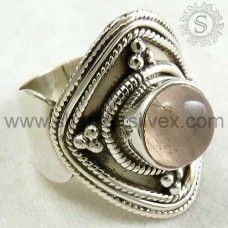 Trendy Rose Quartz Sterling Silver Ring