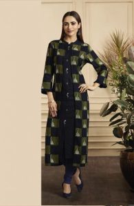 Designer Casual Wear Straight Cut Long Printed Kurti