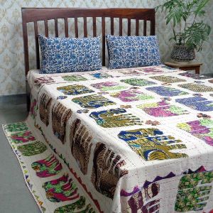 Applique Elephant Cut work Bedsheet