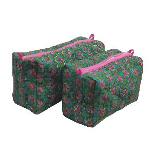 Hara Lotus Quilted Cosmetic Bag