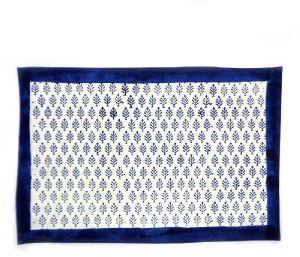 Neem True Blue Hand Block Printed Cotton Canvas Tablemat