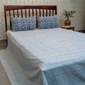 Single Width Kantha Queen Size BAGRU Bed Sheet