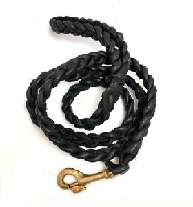 Black Leather Dog Leash