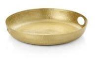 Hammered Aluminium round Metal serving tray Gold