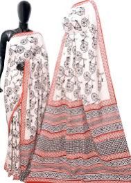 block printed cotton sarees