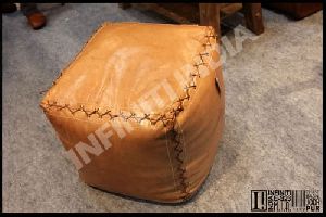 Vintage Leather Pouf