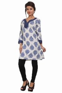 Cotton Hand Block Print Blue Dress