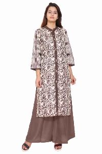 Cotton Printed Pink Brown Kurti