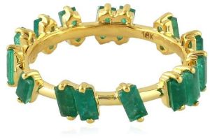 designer gold baguette emerald ring