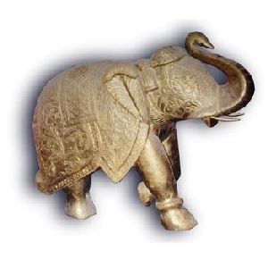 wooden white metallic elephant