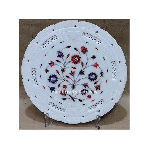 Marble Hand Crafted Inlay Beautiful Flower Plates