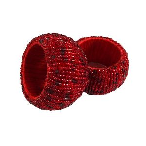 Sankh Burgundy Glass Beaded Napkin Ring