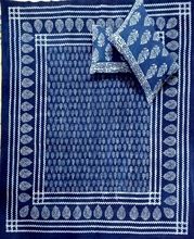 printed cotton indigo color with pillow cover bed sheet