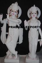 White marble Hand carved Radha Krishna statue