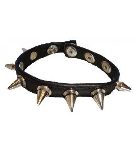 Black Leather Collar Metal Spike