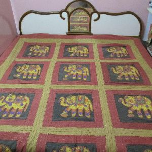 Traditional Appliqu Elephant Design Bedspread