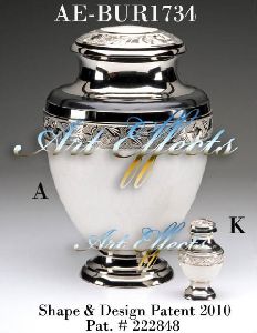 Empire White Enamel Brass Cremation Urn