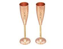 TOASTING COPPER CHAMPAGNE FLUTES WITH BRASS STEM