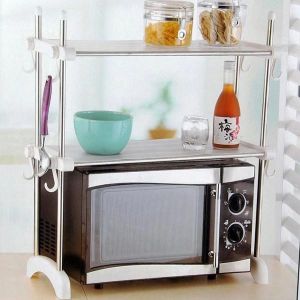 KITCHEN MICROWAVE OVEN RACKS DOUBLE BOWL STAINLESS STEEL RACK