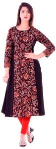 Cotton Slub Kalamkari A Line Kurti