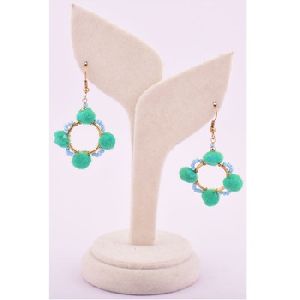 Beads India Jade Cream Earrings