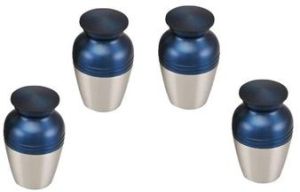 Set of 4 Blue Pewter Keepsake Urn