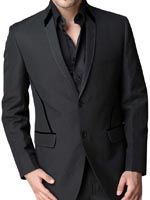 Mens 2 Button Black Linen Suit