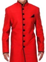 Mens Red And Black Wedding Sherwani