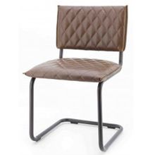 leather cushioned with black metal Dining Chair