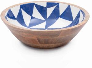 Blue White Mango Wood Bowl