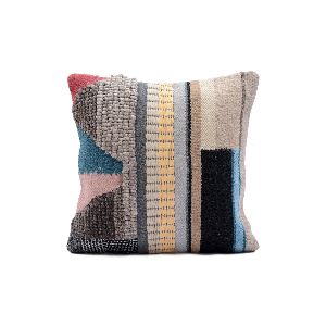 Wool Cotton Abstract Design Cushion Cover
