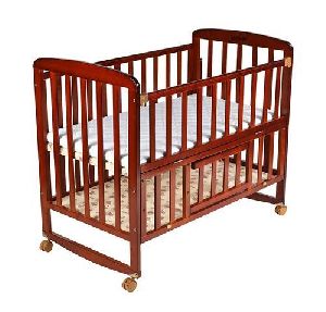 Wooden Baby Cot with Wheel